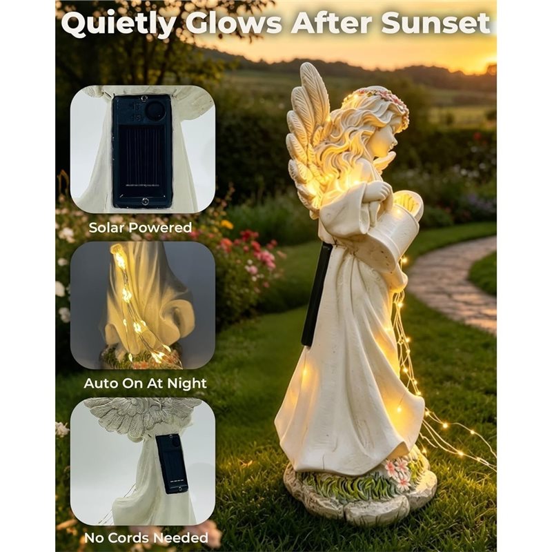 Outdoor Lighting Accent - ABGE-Outdoor Garten-Engel-Solarleuchten, 10 Zoll große Harz-Engelstatue