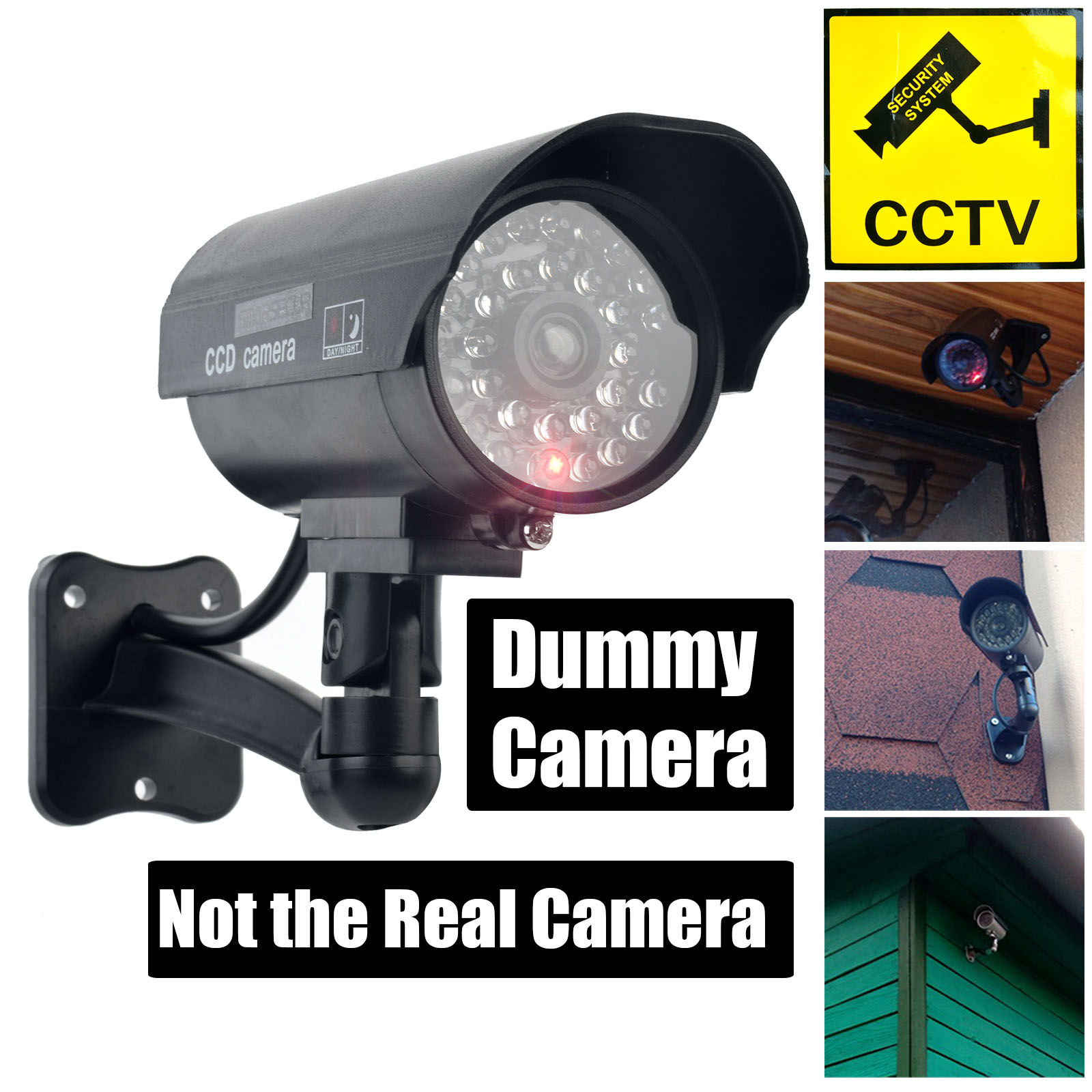 Outdoor Lighting Brands - Smarsecur Fake-Kamera-Dummy, wasserdichte Sicherheits-CCTV-Überwachungskamera mit blinkendem