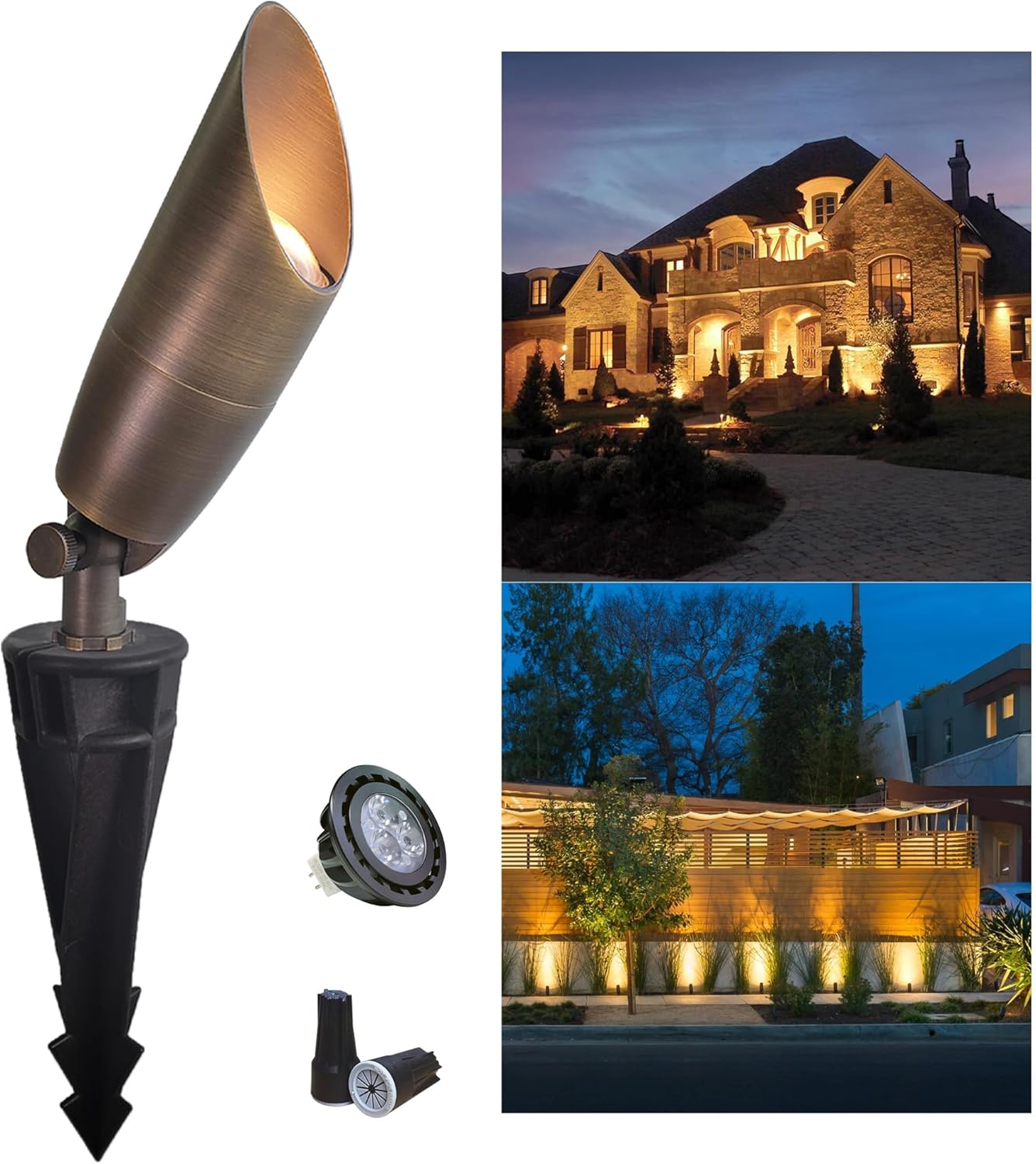 Outdoor Lighting Brass - Hochwertiger Messing-Leuchtdioden-Gartenscheinwerfer, IP65, Landschaftsbeleuchtung für den