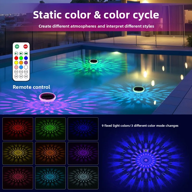 Outdoor Lighting With Sensor - Solarbetriebene Wasserfunktionsleuchten für den Außenbereich, Teichwasseroberflächenbeleuchtung,
