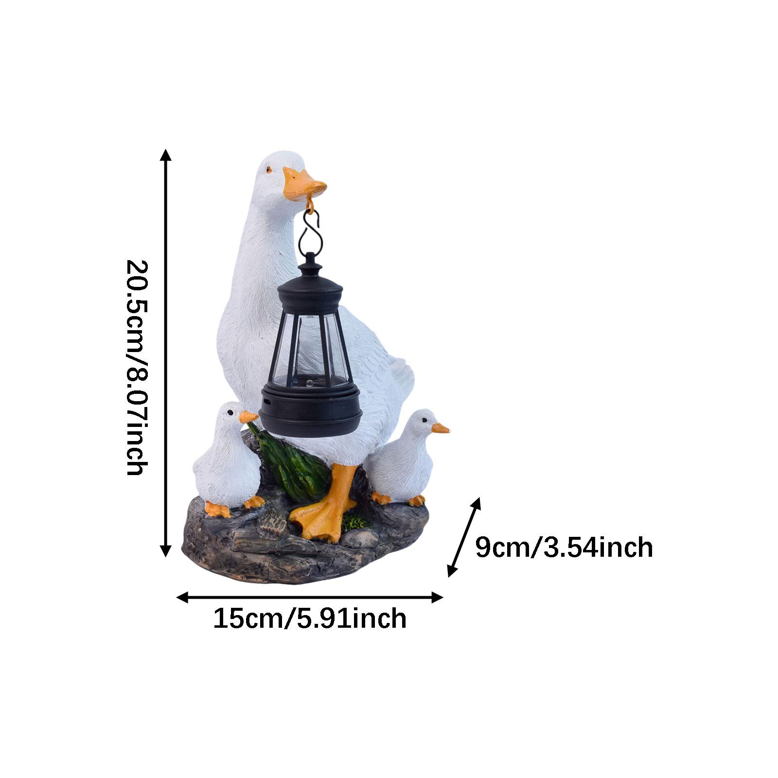 Outdoor Lighting Accent - Weiße Enten-Dekoration mit Solarlicht, Harzfigur für