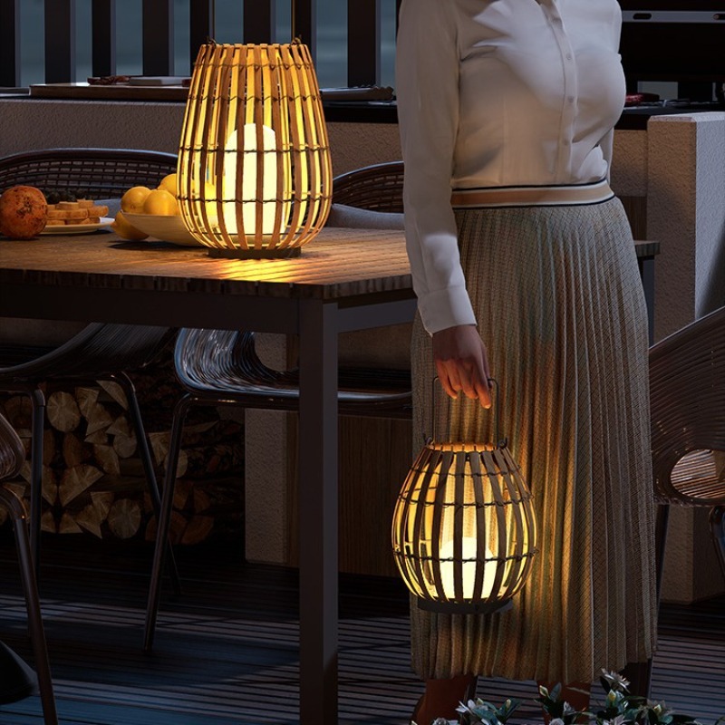 Outdoor Lighting Accent - Luxuriöse Solar-Rattan Wasserdichte Außenbeleuchtung für Villa,