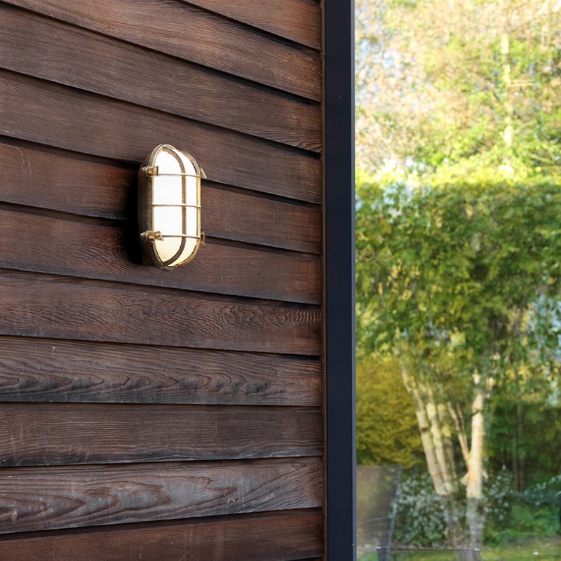Outdoor Lighting Brass - Minimalistische Messing-Glas-Wandleuchten für Außenbereich, Wasserdicht, Loft-Industriestil,