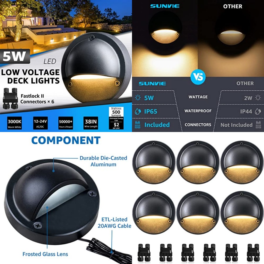 Outdoor Lighting No Wiring - 5W LED Niederspannungs-Terrassenleuchten, 12-24V Stufenleuchten für