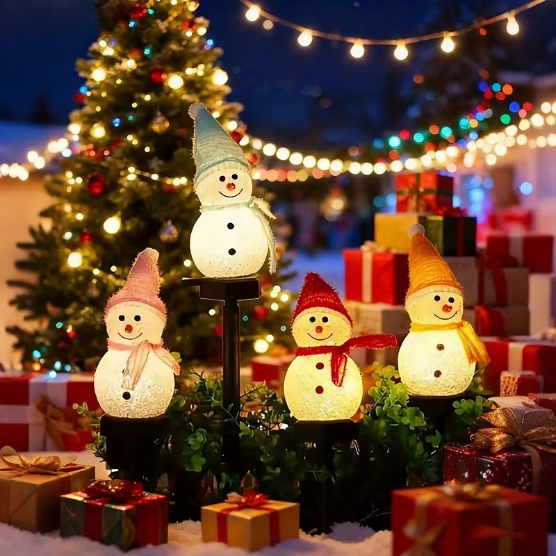Outdoor Lighting Accent - Aurooso Solarbetriebene Schneemann-Gartenleuchte, LED-Außenlampe, Festliche Halloween-Dekoration