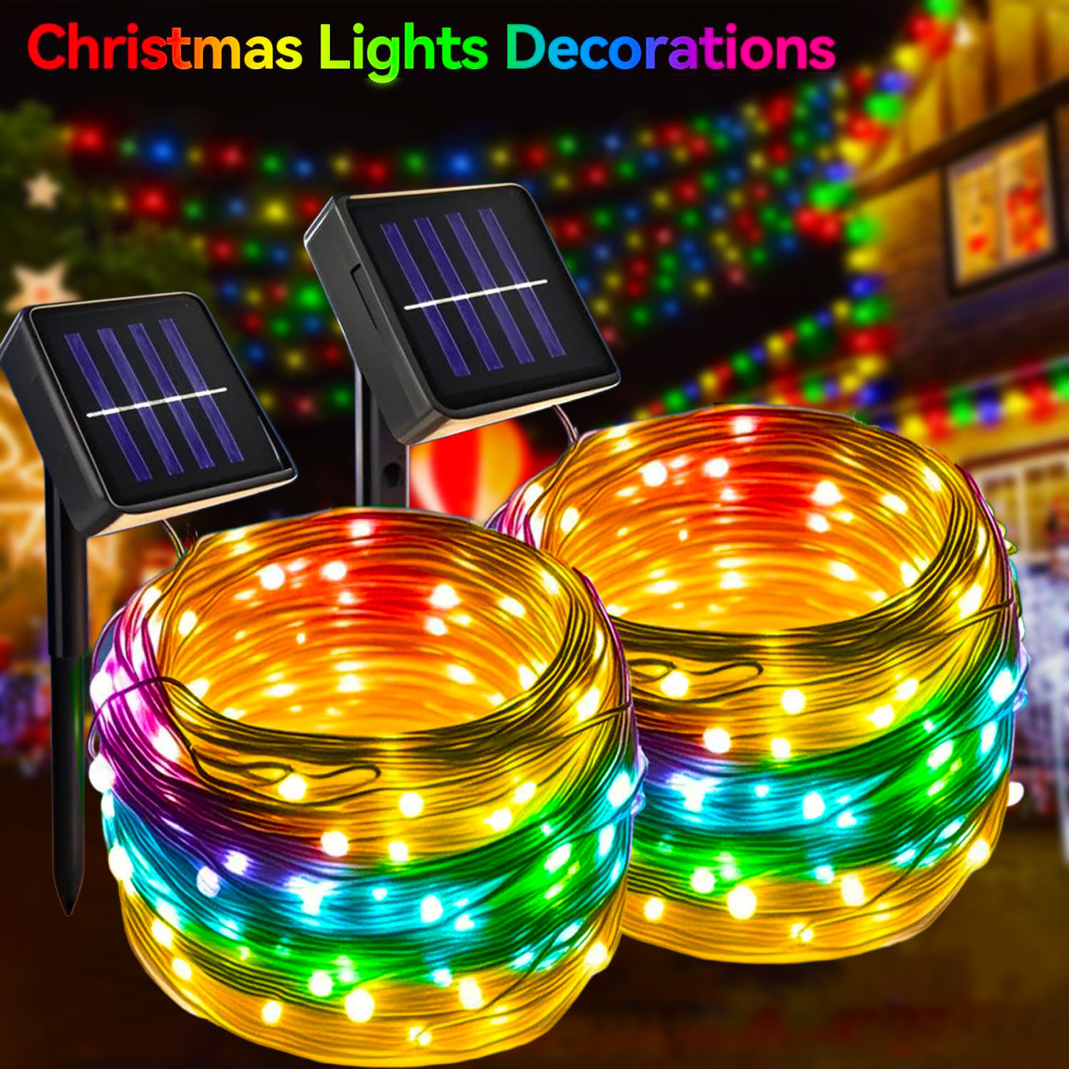 Xmas Outdoor Lighting Decorations - Weihnachten Outdoor Solar Lichterketten LED Blinkende