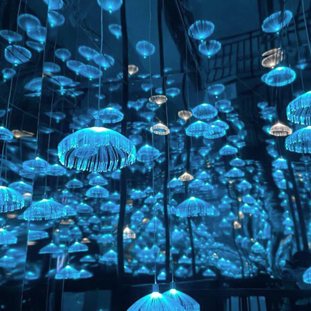 Outdoor Lighting Jellyfish - Quadratische dekorative Lichter, bunte Glasfaser-LED-Quallen-Licht, Kronleuchter,