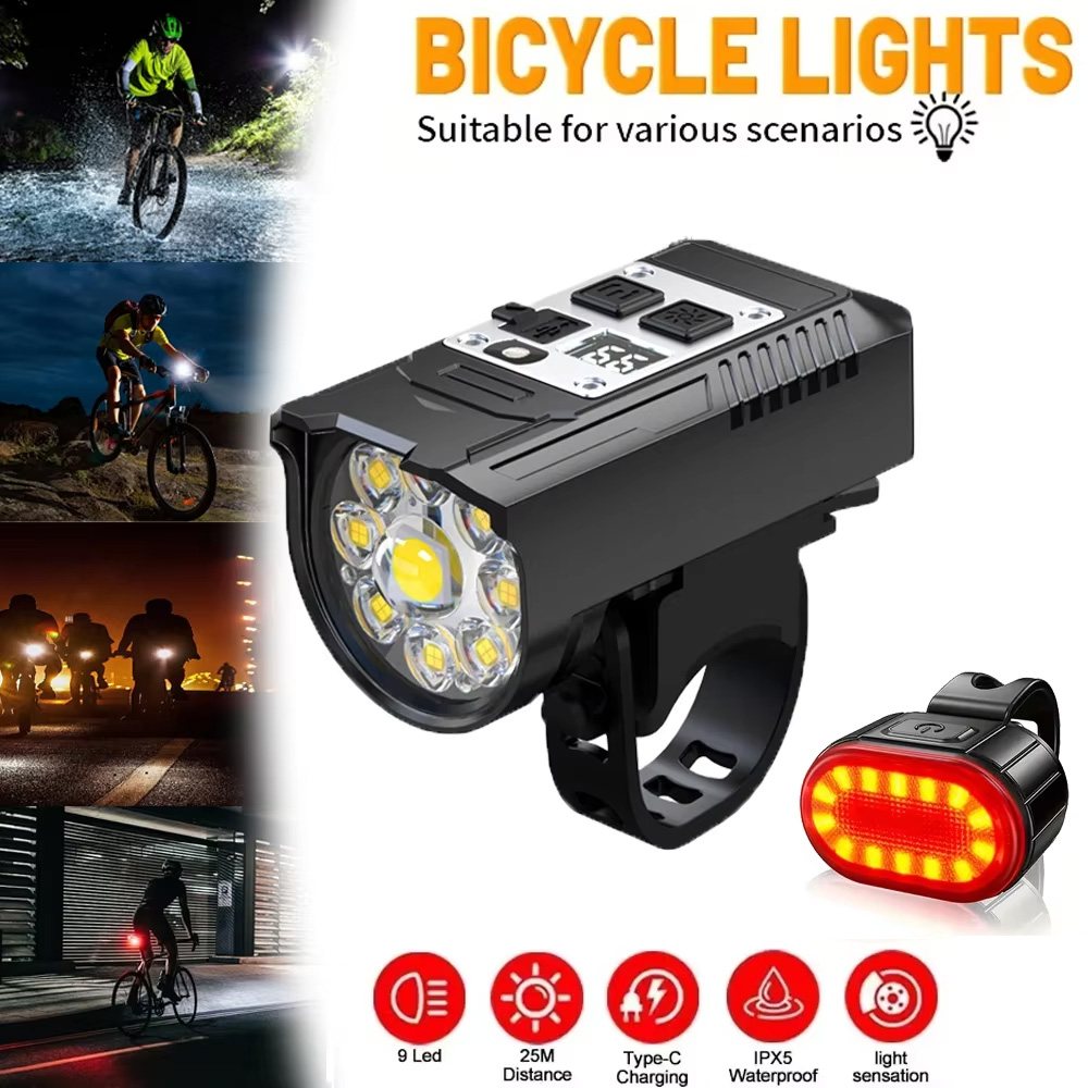 Outdoor Lighting Brands - 9 LED Fahrrad-Frontlicht USB-Aufladbar Fahrradlampe Superhell