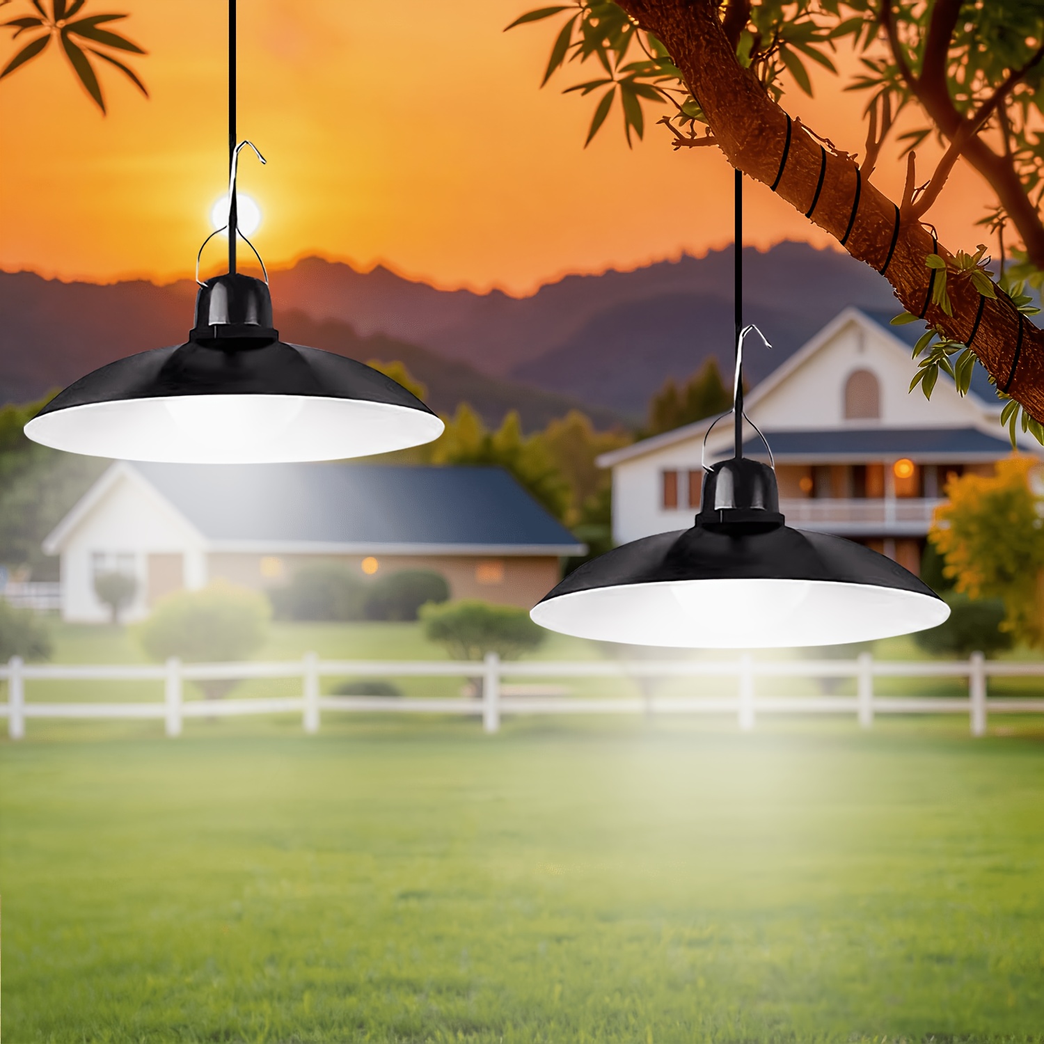 Outdoor Lighting Modern - 1 Stück Solar-Pendelleuchte, LED-Außenlampe, Doppelkopf-/Einkopf-Kronleuchter für