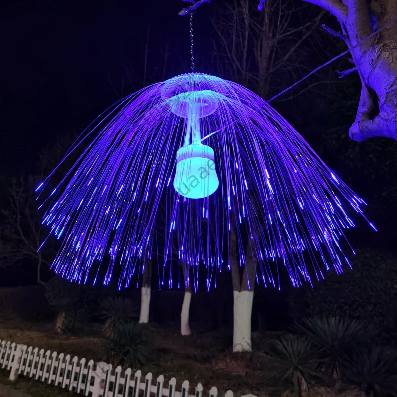 Outdoor Lighting Jellyfish - Doppelschichtiges Glasfaser-Quallenlicht, buntes Blinklicht, sternenklares Outdoor-Landschaftslicht,