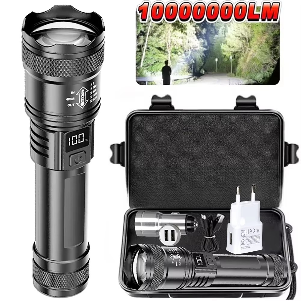 Outdoor Lighting Brands - Wiederaufladbare LED-Taschenlampe, zoombare Taschenlampe mit LCD-Display,