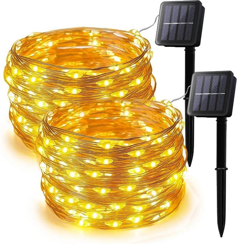 Outdoor Lighting No Wiring - Solar-Lichterkette für den Außenbereich, wasserdicht, Solar-Lichterkette,