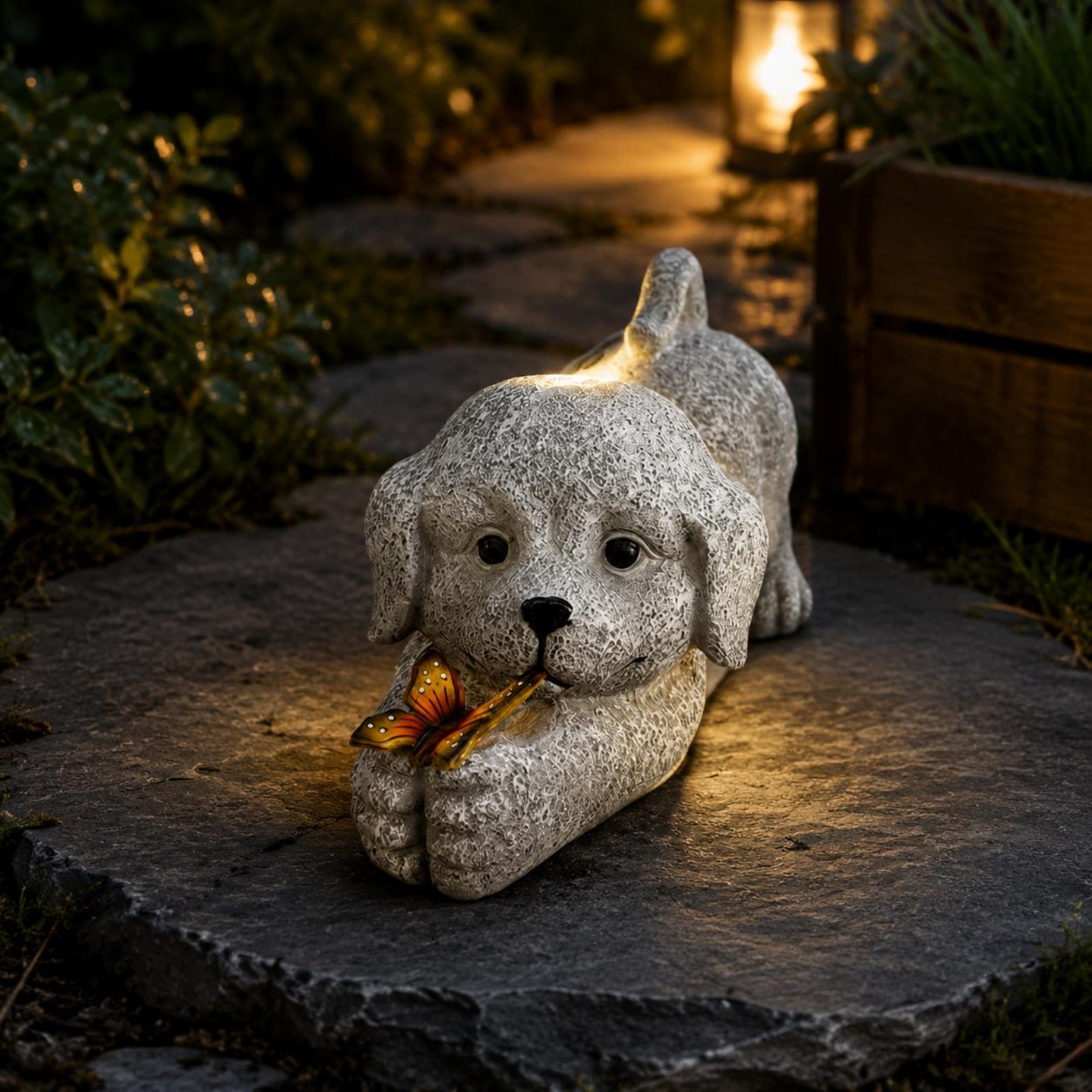 Solar-Hundestatue aus Kunsthar – Outdoor Lighting No Wiring Bewertung und Preis